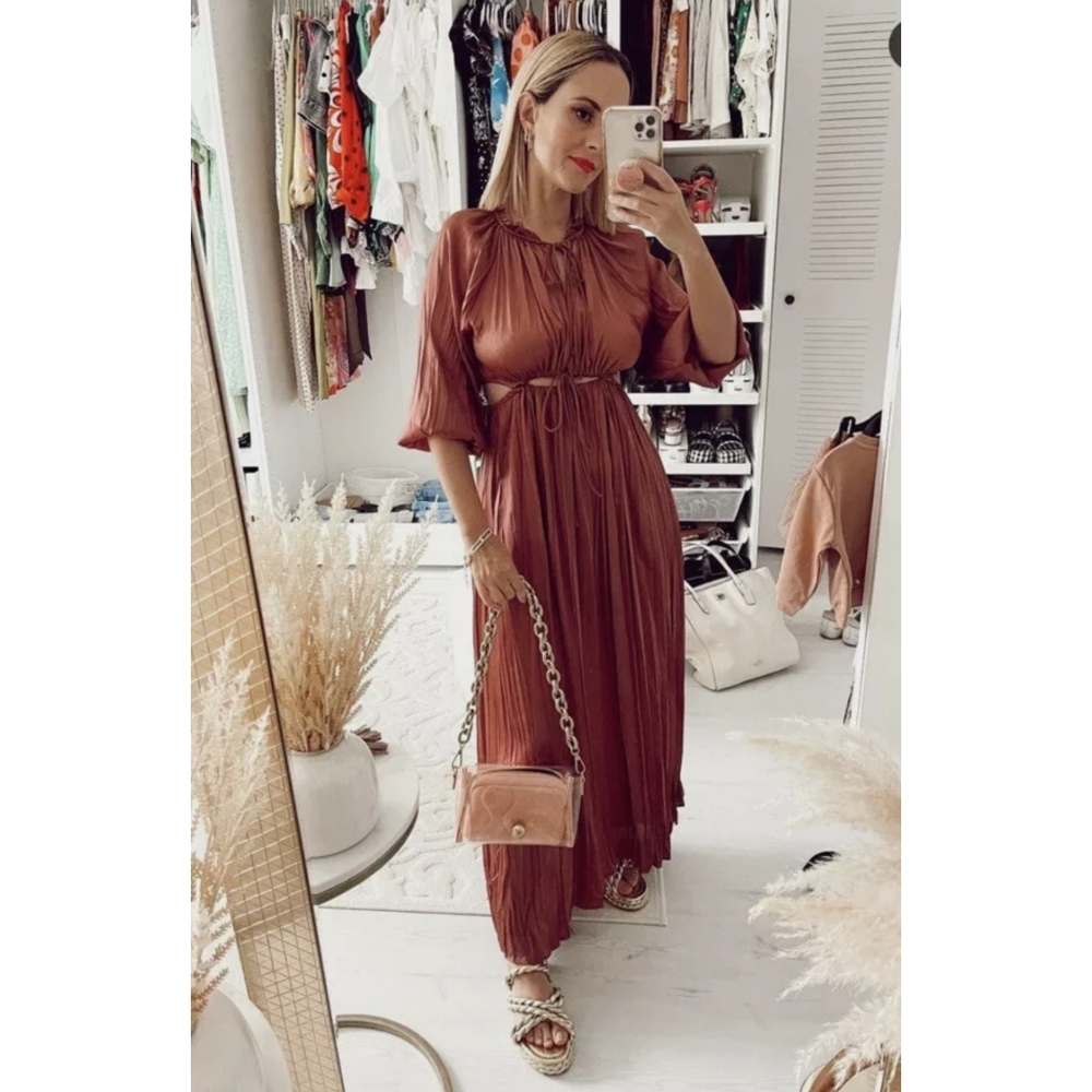 Zara * Satin Cut Out Maxi Dress - Picture 4 of 16